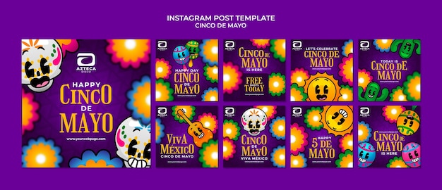 Free PSD colorful cinco de mayo template