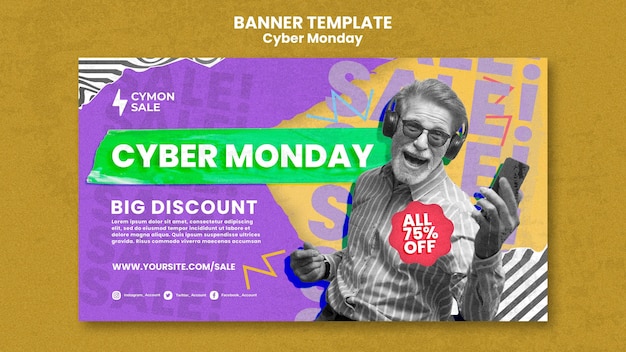 Colorful cyber monday banner template