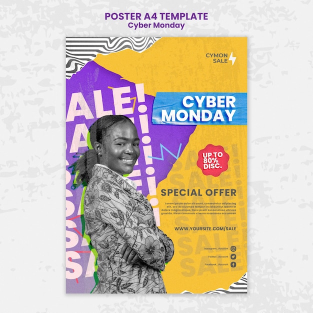 Colorful cyber monday print template