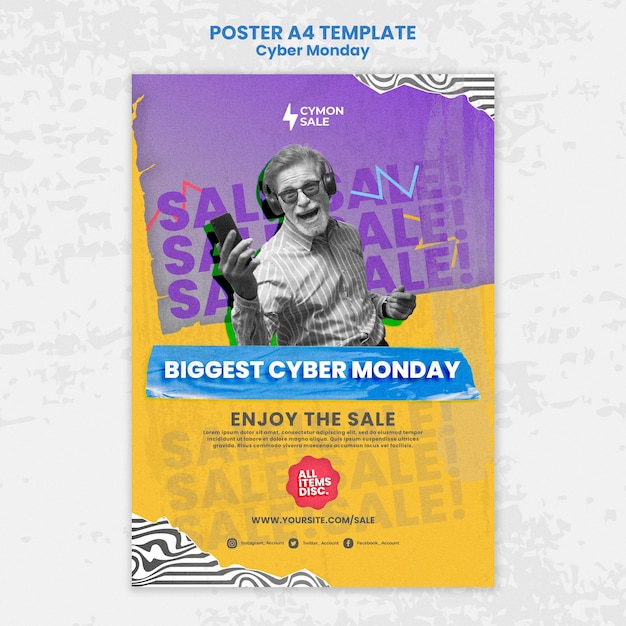 Colorful cyber monday print template