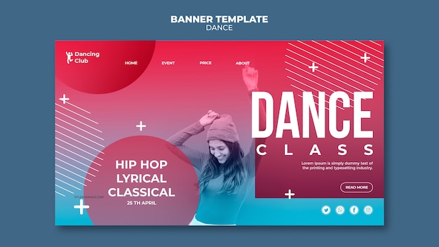 Free PSD colorful dance landing page template