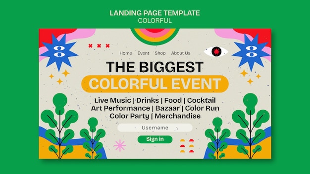 Free PSD colorful design landing page template