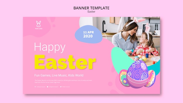 Colorful easter egg banner template