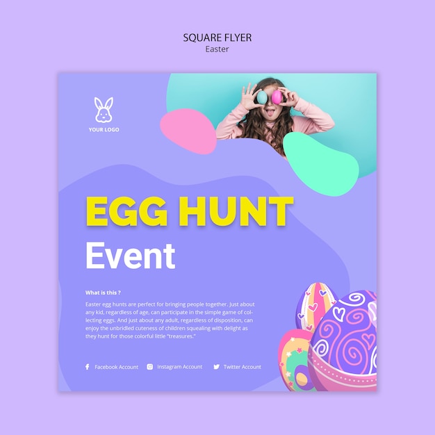 Colorful easter egg flyer template