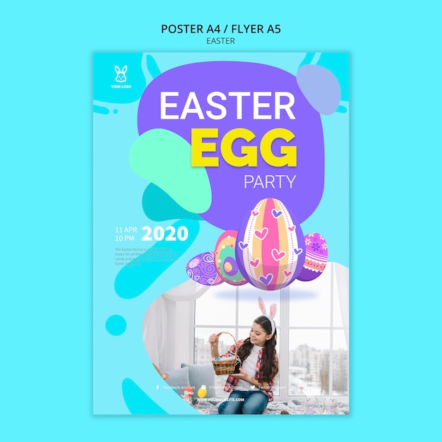 Free PSD colorful easter egg party poster template