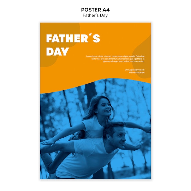 Free PSD colorful fathers day poster template