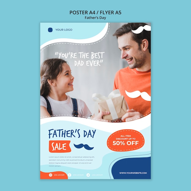 Colorful fathers day poster template