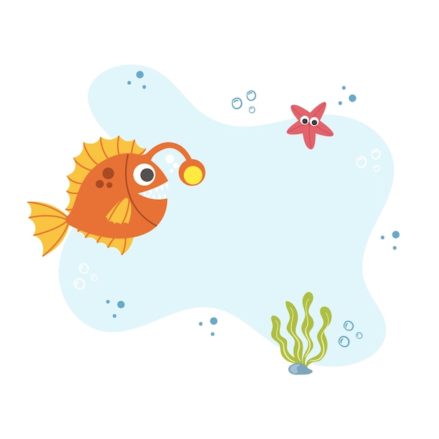 Free PSD colorful fish illustration