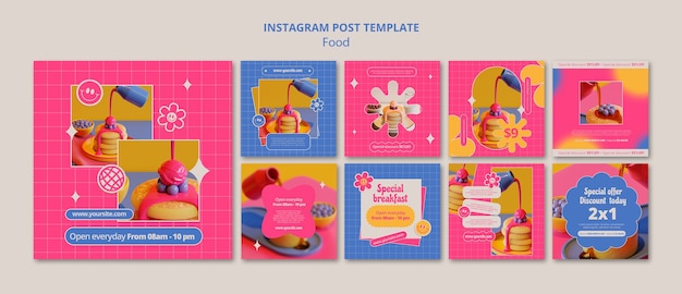 Free PSD colorful food template design