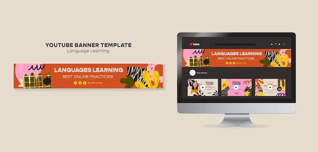 Colorful learning language youtube template