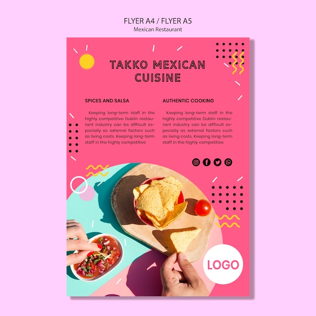 Free PSD colorful mexican restaurant flyer