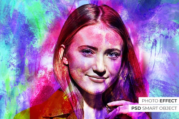 Free PSD colorful paint photo effect