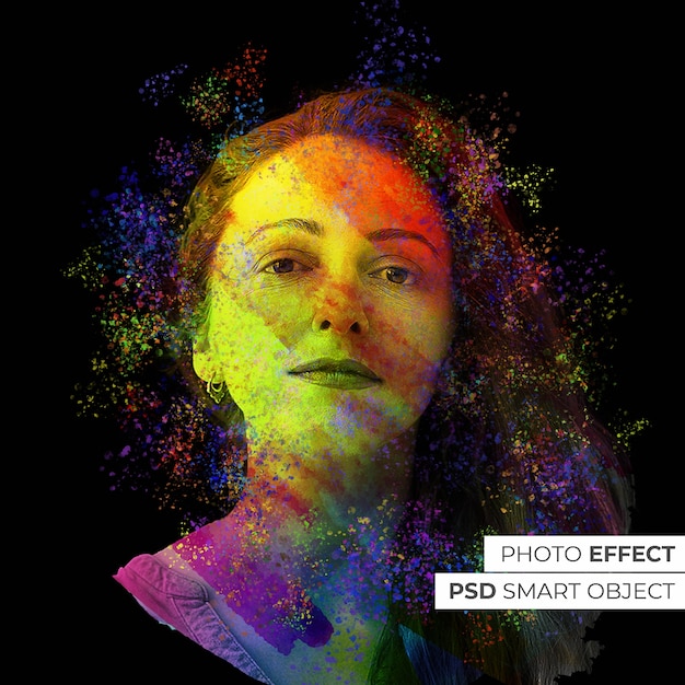 Free PSD colorful paint photo effect