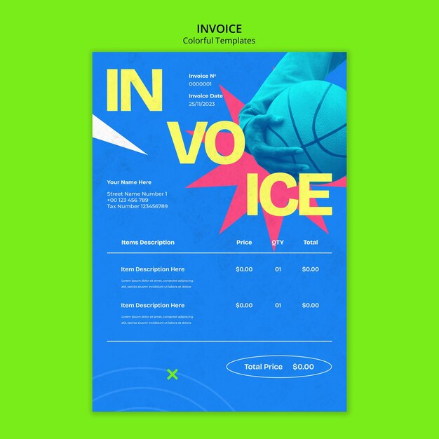 Colorful sport  invoice template