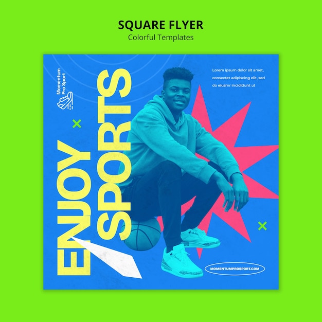 Colorful sport  square flyer template