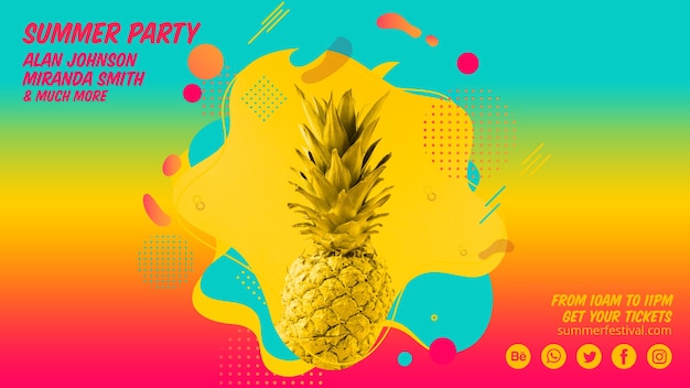 Colorful summer party web banner template