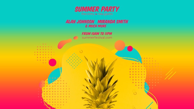 Free PSD colorful summer party web banner template