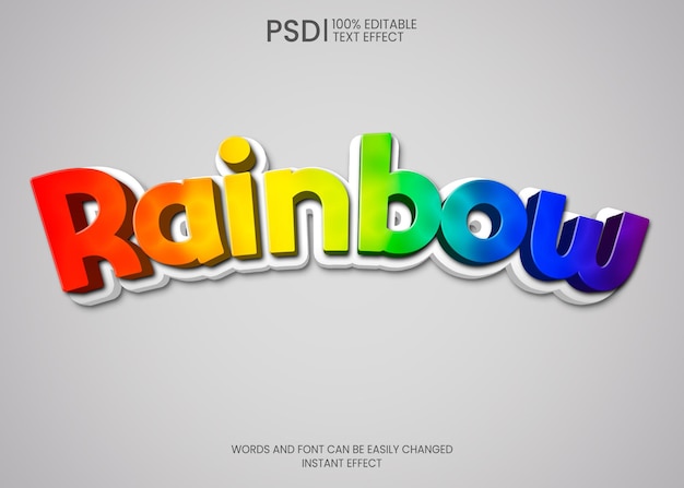 Free PSD a colorful text effect that says rainbow on it