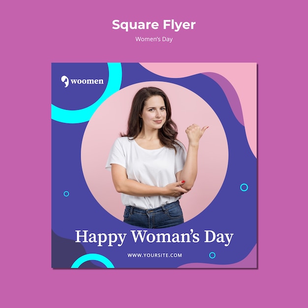 Colorful womens day square flyer template