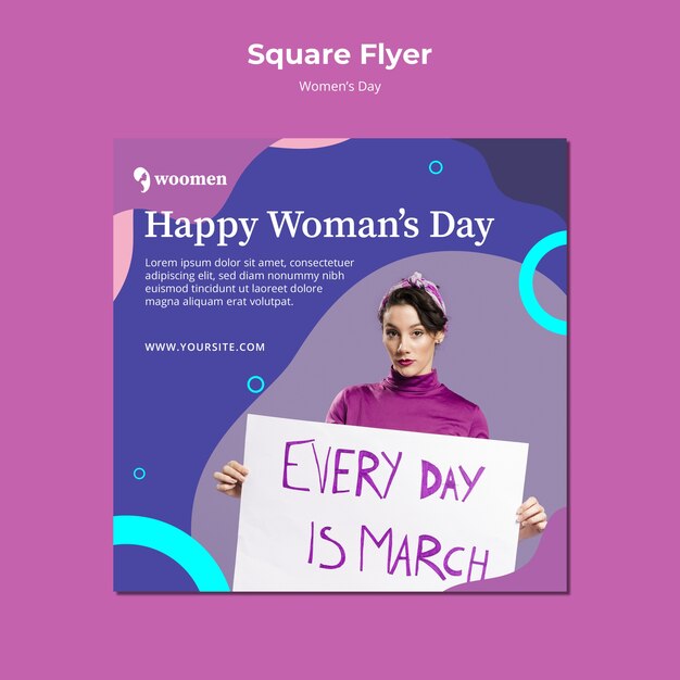 Colorful womens day square flyer template