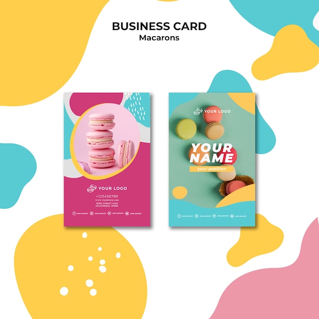 Colourful french macaroons business card