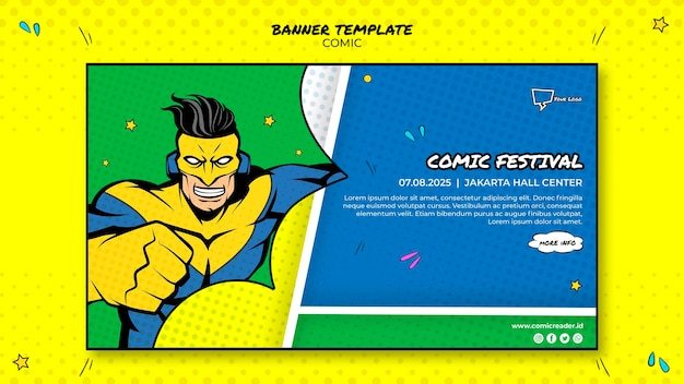 Free PSD comic banner template design