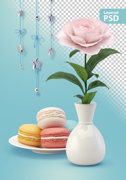 Composition with cookies flower and hanging decorations