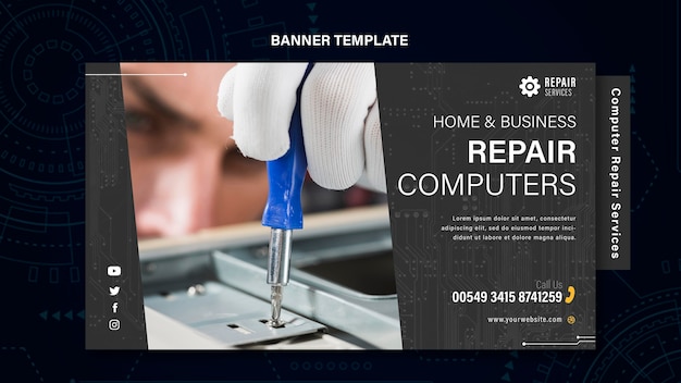 Free PSD computer and phones repair services banner