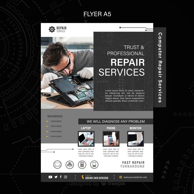 Computer and phones repair services flyer