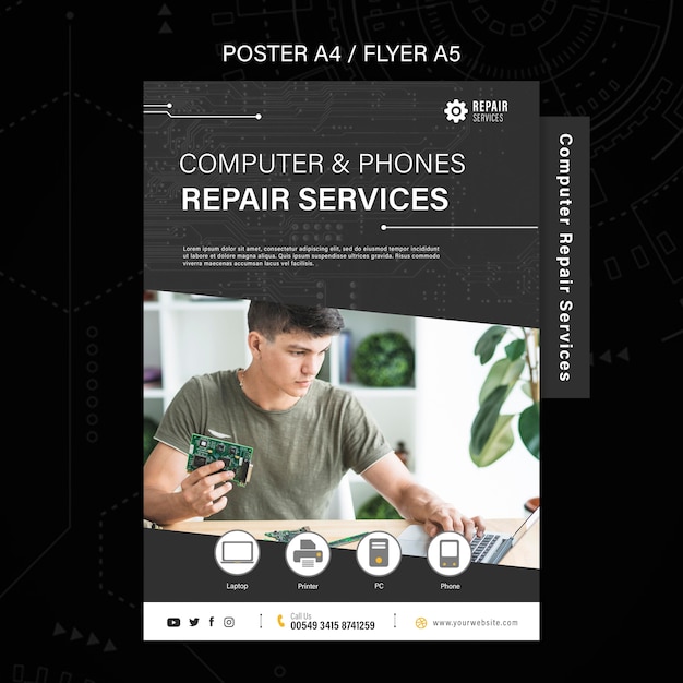 Computer and phones repair services flyer