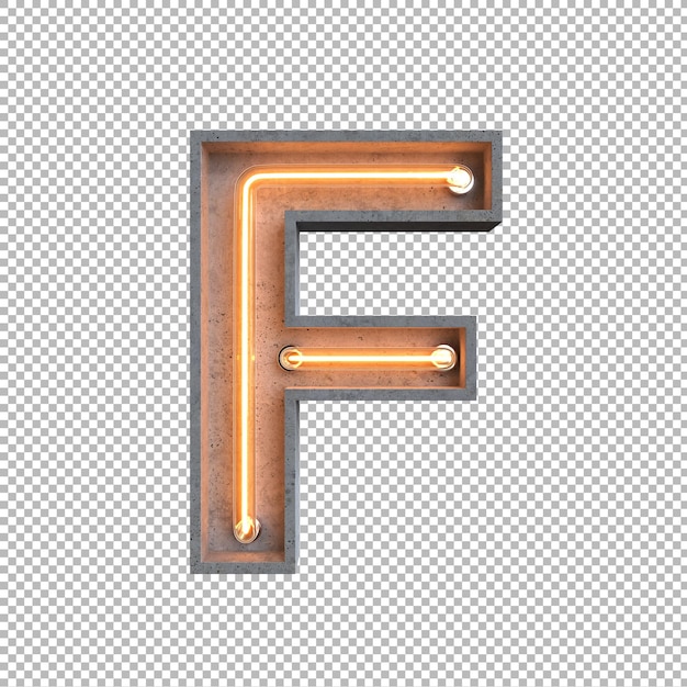 Free PSD concrete neon light alphabet on transparent background