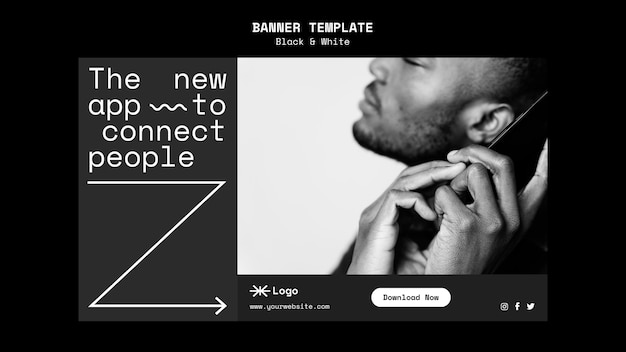 Free PSD connecting people app horizontal banner template