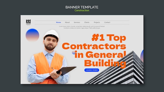 Free PSD construction project banner template