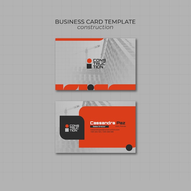 Construction project business card