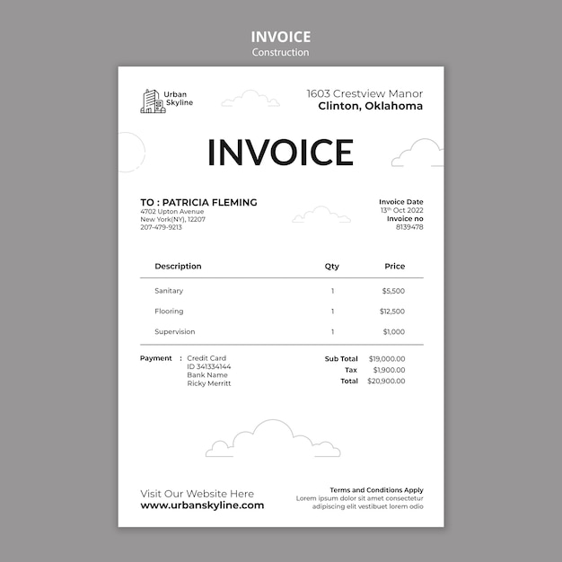 Construction project invoice template