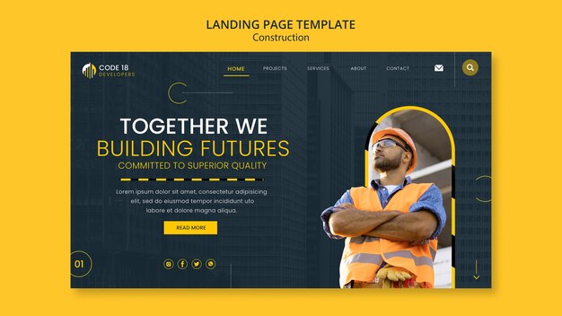 Construction project landing page template