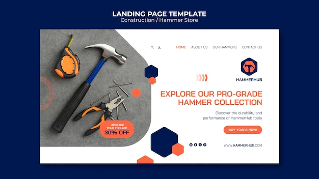 Free PSD construction project landing page template