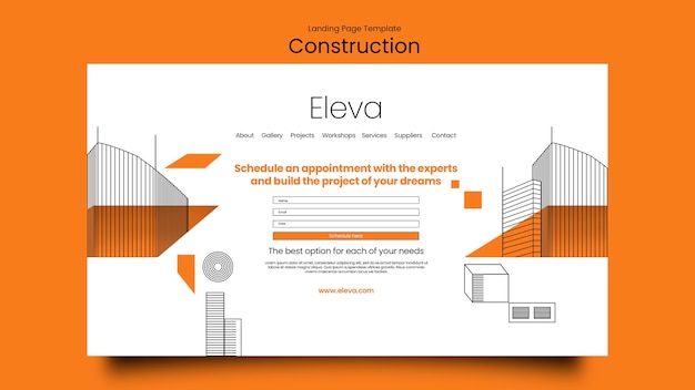 Construction project landing page template