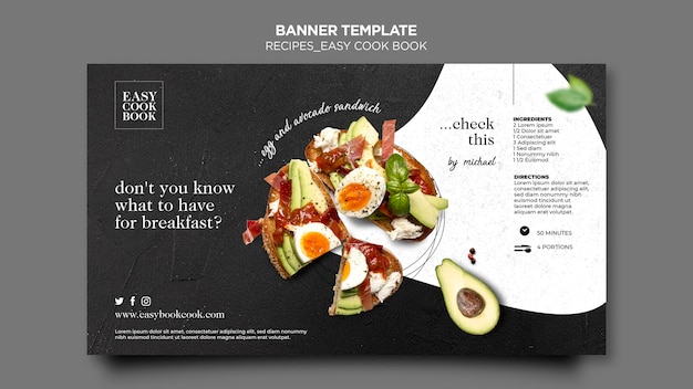 Free PSD cook book template banner