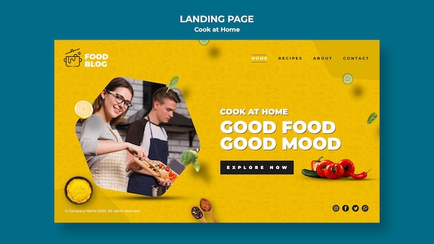 Free PSD cook at home landing page theme