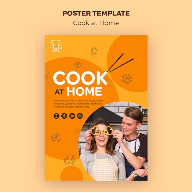 Free PSD cook at home poster template