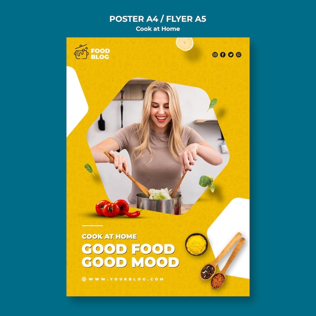 Free PSD cook at home poster