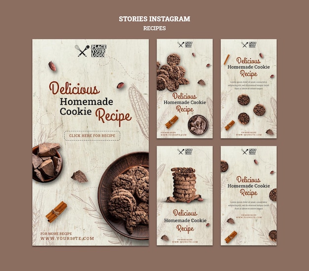 Free PSD cookie recipe instagram stories template