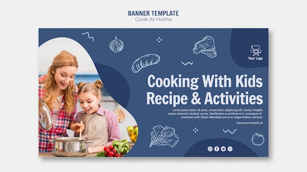 Free PSD cooking at home banner design