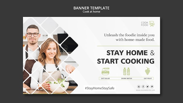 Free PSD cooking at home banner template