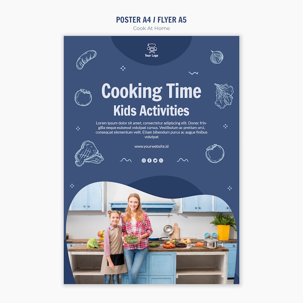 Free PSD cooking at home poster template