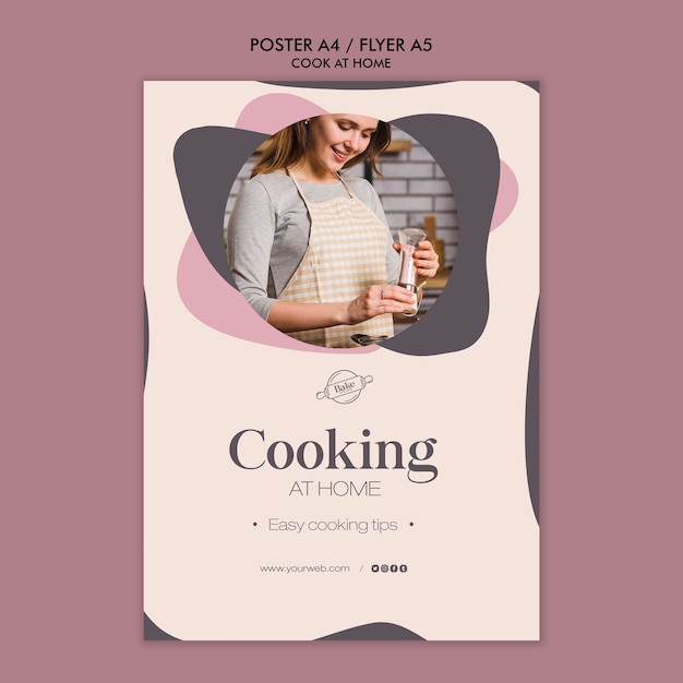 Free PSD cooking at home poster template