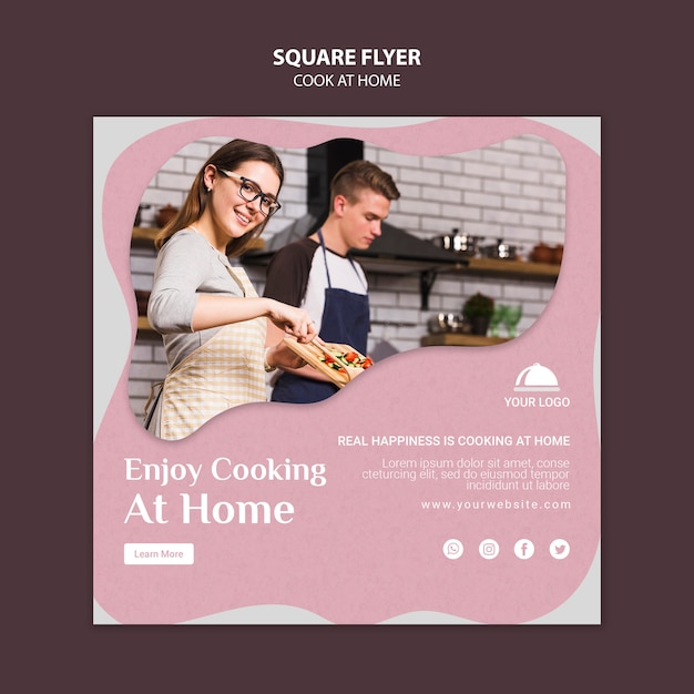 Free PSD cooking at home square flyer template