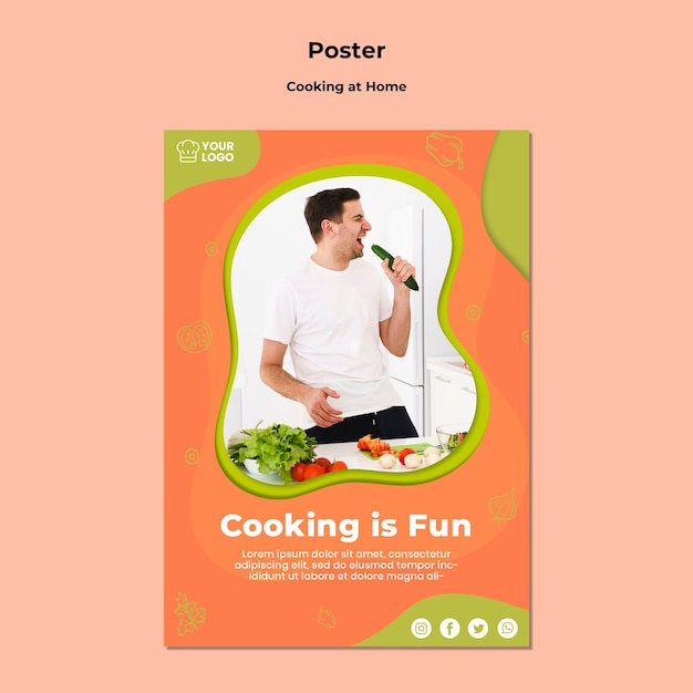 Free PSD cooking is fun poster template