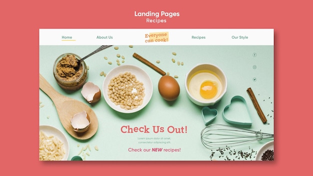 Free PSD cooking recipes landing page template